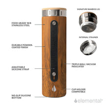 Load image into Gallery viewer, Elemental Iconic 591ml Bottle with Bamboo Lid and Internal Strainer - Teakwood
