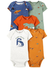 Load image into Gallery viewer, Carter&#39;s 5pc Baby Boy Multi Color Dinos Bodysuit Set
