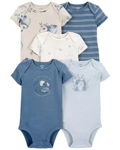 Carter's 5pc Baby Boy Blue Panda Airplane Bodysuit Set