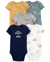 Load image into Gallery viewer, Carter&#39;s 5pc Baby Boy Multi Navy Mustard Sports Bodysuit Set
