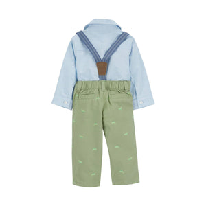 Carter's 3pc Baby Boy Chameleon Blue/ Olive Green Dress me up Suspender Set
