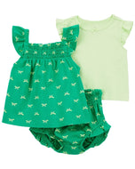 Carter's 3pc Baby Girl Green Butterflies Set