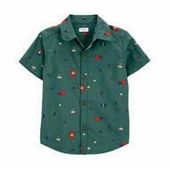 Carter's Toddler Boy Dark Green Camping Front Button Shirt