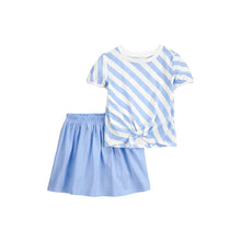 Cargar imagen en el visor de la galería, Carter&#39;s 2pc Baby Girl Blue Striped Top and Skort Set
