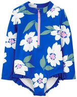 Carter's 1pc Kid Girl Blue Floral Swimsuit