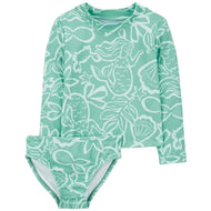 Carter's 2pc Kid Girl Green Mermaid Swimsuit