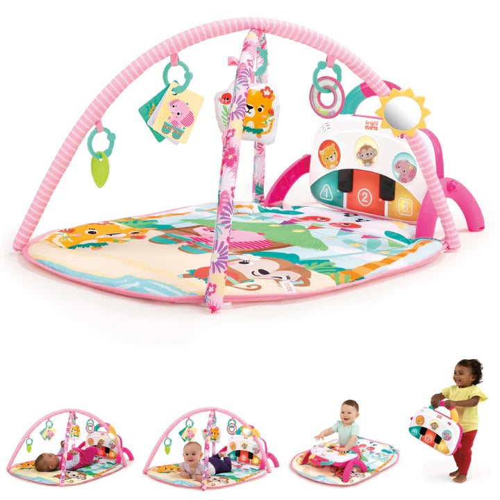 Brights Starts - 4-in-1 Groovin’ Kicks™ Piano & Drum Kick Gym - Floral Fiesta