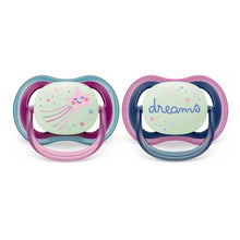 Load image into Gallery viewer, Avent 2-Pack Girls Ultra Air Night Pacifiers (6-18M | Star/Dreams)
