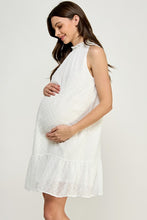Load image into Gallery viewer, Hello Miz Sleeveless Smocked Loose Fit Mini Maternity Dress - Off White
