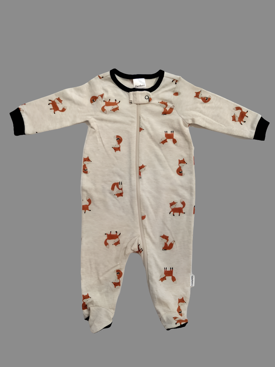 Gerber Baby Boy Fox Zip-Up Footie Coverall Sleepwear