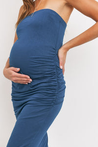 Hello Miz Strapless Maternity Bodycon Tube Dress - Teal