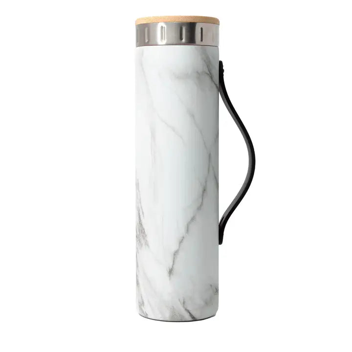 Elemental Iconic 591ml Bottle with Bamboo Lid and Internal Strainer - Marble