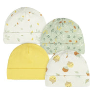 Gerber 4pc Baby Caps - Neutral (0-6M)