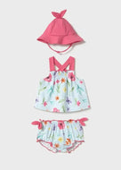 Mayoral 3pc Baby Girl Floral Print Bikini With Hat Set