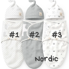 Cargar imagen en el visor de la galería, Keababies 1pc Soothe Swaddle Wrap with Knot Hat - Nordic (0-3M)
