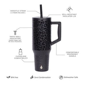 Elemental Commuter Tumbler 1180ml - Black Leopard