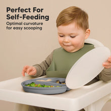 Load image into Gallery viewer, Keababies 1pc Prep Silicone Suction Plate WITH LID - Slate
