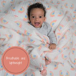 Lollybanks Muslin Swaddle Blanket - Somewhere over the Rainbow