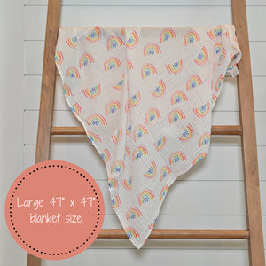 Lollybanks Muslin Swaddle Blanket - Somewhere over the Rainbow