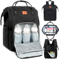 KeaBabies Original Diaper Backpack - Trendy Black