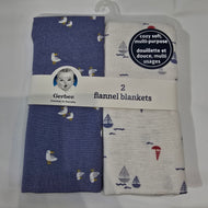 Gerber 2pc Flannel Blankets - Blue Bird