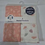 Gerber 2pc Flannel Blankets - Pink Seashell
