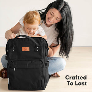 KeaBabies Original Diaper Backpack - Trendy Black