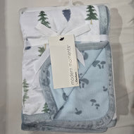 Modern Moments White & Blue Plush Blanket