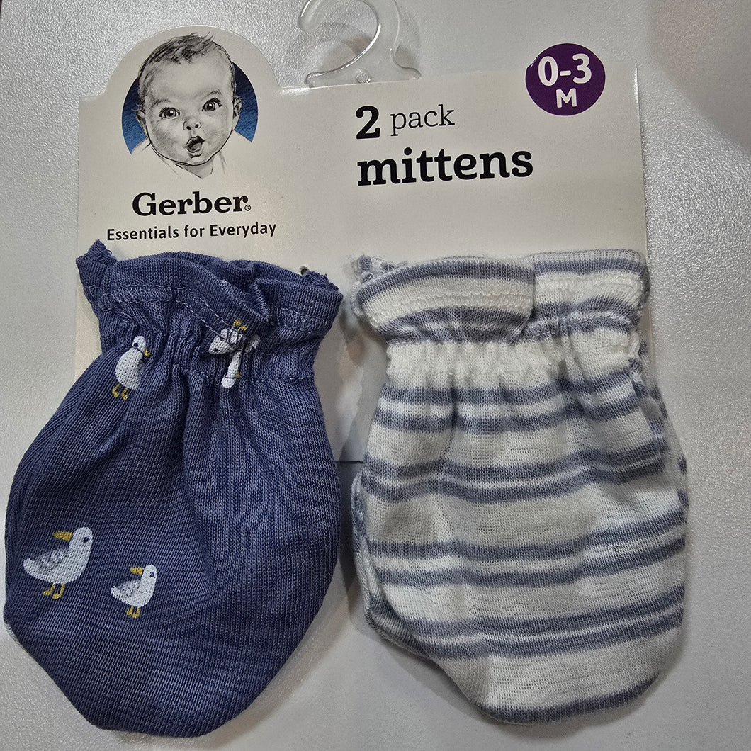 Gerber 2pk Boy Mittens - Blue Bird