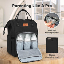 Load image into Gallery viewer, KeaBabies Original Diaper Backpack - Trendy Black
