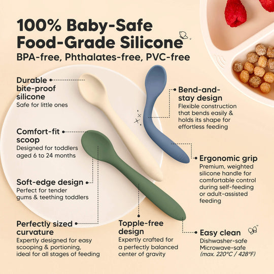 Keababies 3pk Prep Baby Spoons - Slate