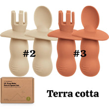 Load image into Gallery viewer, Keababies 2pc Lil’ Prep Baby Fork &amp; Spoon (Terra Cotta)
