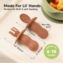 Load image into Gallery viewer, Keababies 2pc Lil’ Prep Baby Fork &amp; Spoon (Terra Cotta)
