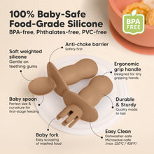 Load image into Gallery viewer, Keababies 2pc Lil’ Prep Baby Fork &amp; Spoon (Terra Cotta)
