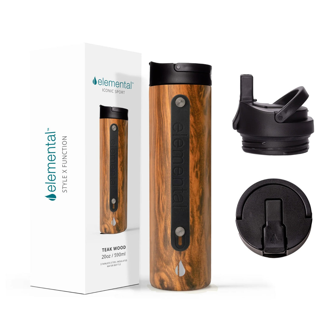 Elemental Iconic 591ml Bottle with Sport cap- Teakwood