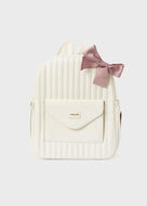 Mayoral 2pc White with Ribbon Diaper Backpack & Changing Pad