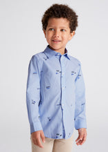 Load image into Gallery viewer, Mayoral Kid Boy Blue and White Striped Slim Fit Long sleeve Shirt
