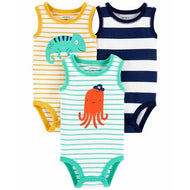 Carter's 3pc Baby Boy Multi Color Striped Sleeveless Bodysuit Set