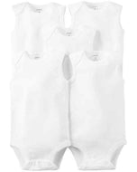 Carter's 5pc Baby Boy White Sleeveless Bodysuit Set