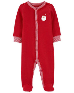 Carter's Baby Neutral Red Santa Help Snap-Up Footie Coverall Sleepwear Set