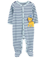 Carter's Baby Boy Blue Lion Striped Snap-Up Footie Coverall