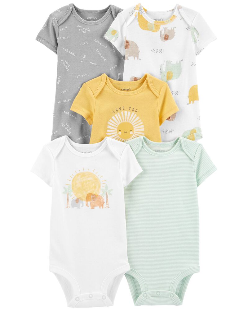 Carter's 5pc Baby Boy Assorted Colors Sunny Safari Print Bodysuit Set