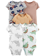 Carter's 5pc Baby Boy Assorted Colors Dinos/Whales and Striped Print Bodysuit Set