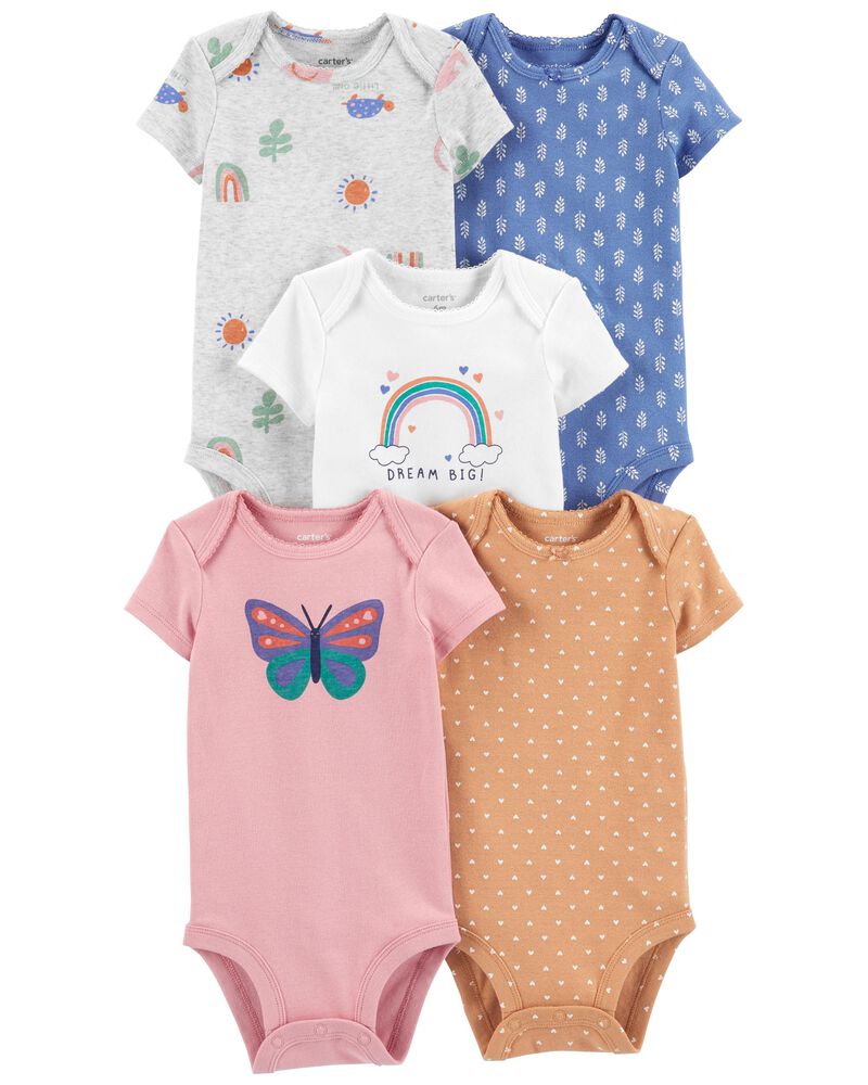 Carter's 5pc Baby Girl Assorted Colors Butterfly/Rainbow Print Bodysuit Set