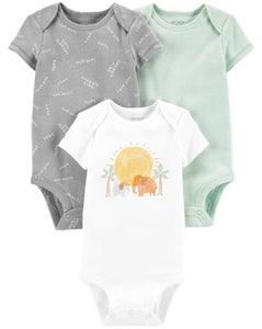 Conjunto de macacão de elefantes ensolarados de cores sortidas Carter's 3 peças para bebê menino