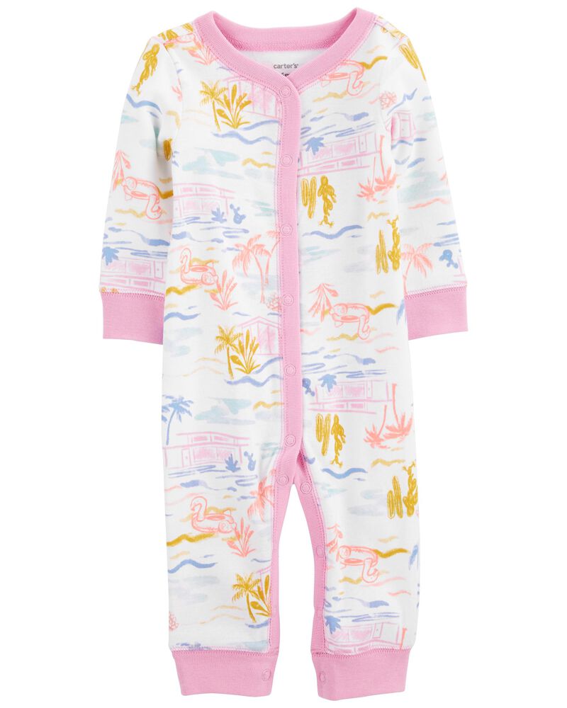 Carter's Baby Girl Pink Paradise Snap-Up Coverall Sleepwear