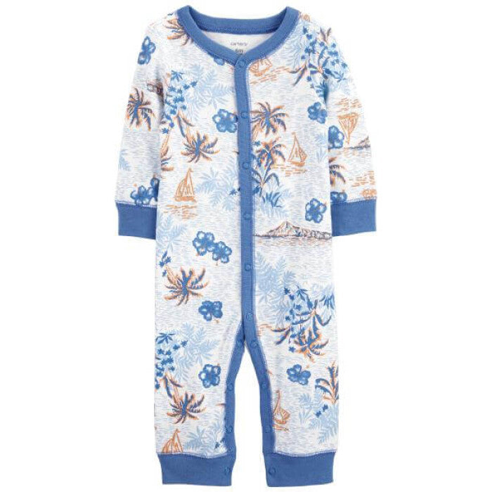 Carter's Baby Boy White Blue Paradise Snap-Up Coverall Sleepwear