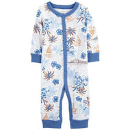 Carter's Baby Boy White Blue Paradise Snap-Up Coverall Sleepwear