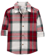 Carter's Baby Boy Red White Plaid Woven Shirt