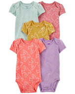 Carter's 5pc Baby Girl Stripes and Animals Bodysuit Set